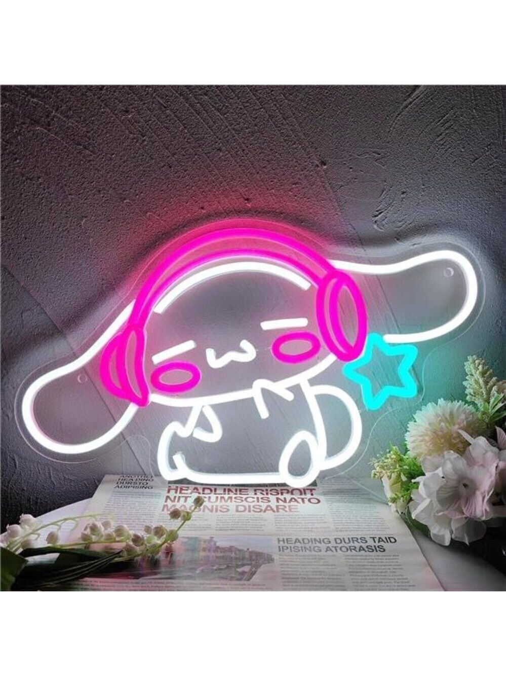 CinnamoRoll LED Neon Sign Anime Sanrio Hello Kitty Wall Decor Japanese Light NEW
